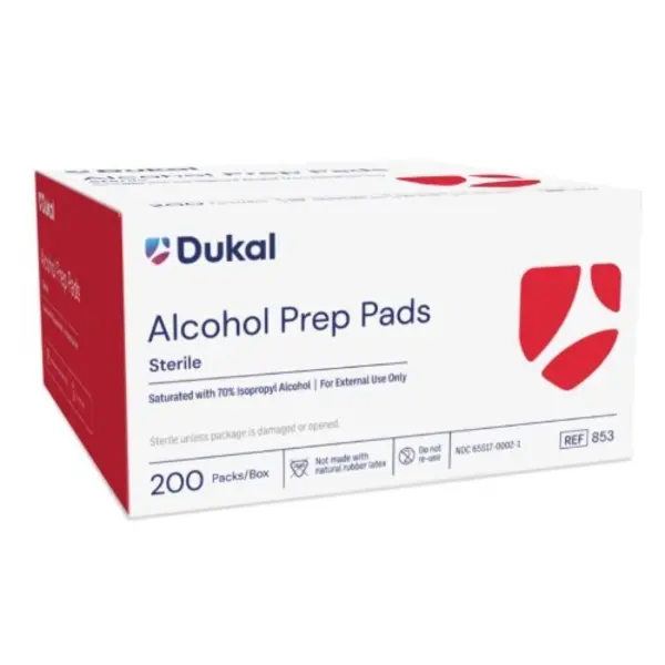 Alcohol Prep Pads 200/bx Med  Sterile Dukal 853