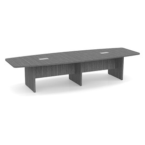12ft Boat Shape, slab base Conference Table: NEWPORT GRAY 