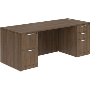 CLASD1030- Classic Desk 71" W x 30" D with Two Full Pedestals- Modern Walnut
