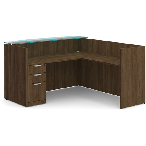 Source Office Furniture Classic Gallery Reception Desk with Glass Transaction Top and