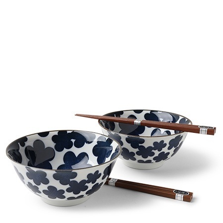 Miya Japanese - Set Di 4 Ciotole In Gres Sometsuke, Design Giapponese, Prodotto In Giappone