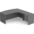 Classic L-Shape Bowfront Workstation 83" x 71" with Right Hand Return and Box/File Pedestal - Newport Grey