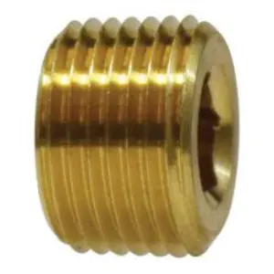 Countersunk Hex Plug, 1/8-in FNPT, 0.3 in, Brass