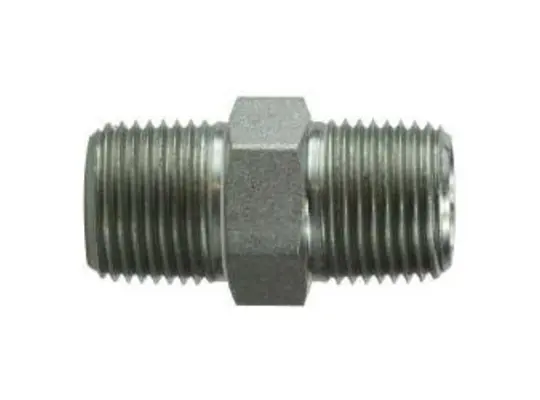 Hex Nipple, 1/4 in MPT x 1/4 in MPT, Steel