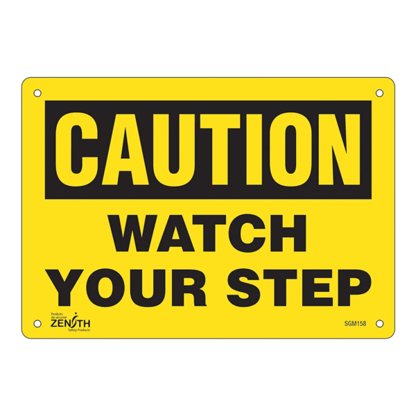 Watch Your Step Sign - 7" x 10" - Plastic - English