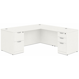CLALD1044- Classic L-Shape Desk 71" W x 30" D with 47" Return and 2 Full Pedestals- White