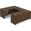 Classic U-Shape Executive Workstation 96" x 66" with Box/File Pedestal - Modern Walnut