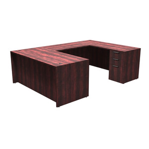 CLAUD2001 U-Shape 66" X 96" Desk- Mahogany