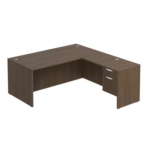 Classic L-Shape Desk 72" x 71" with Box/File Pedestal - Modern Walnut