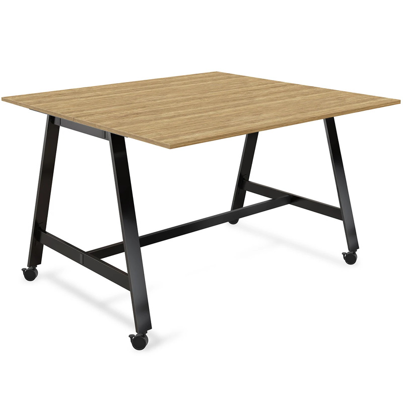 Signature Bistro Benching Table 60" x 72" - Aspen with Black Legs