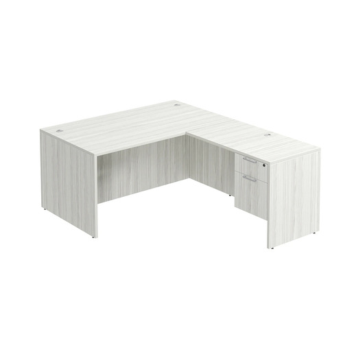 Classic L-Shape Desk 72" x 60" with Box/File Pedestal - Silver Birch