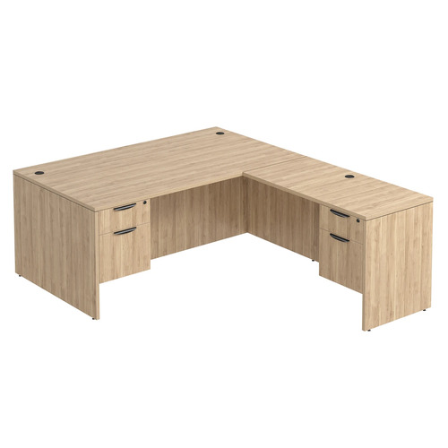 Classic L-Shape Desk 83" X 71" with 2 Box/File Pedestals - Aspen