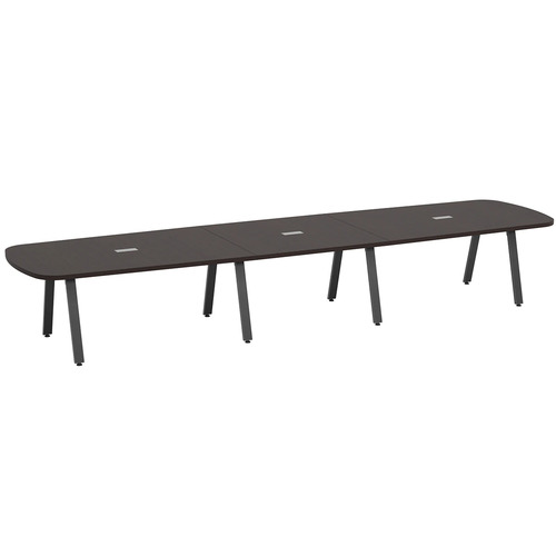 Signature Arena Conference Table 16 Foot - Espresso with Black Metal Legs