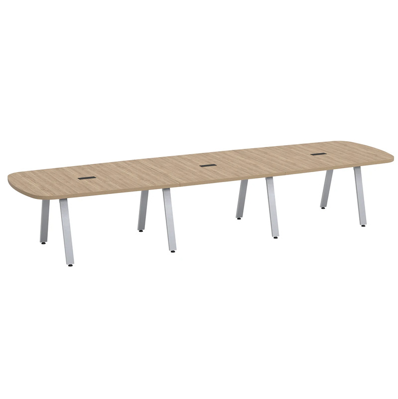 Signature Arena Conference Table 14 Foot - Aspen with Silver Metal Legs