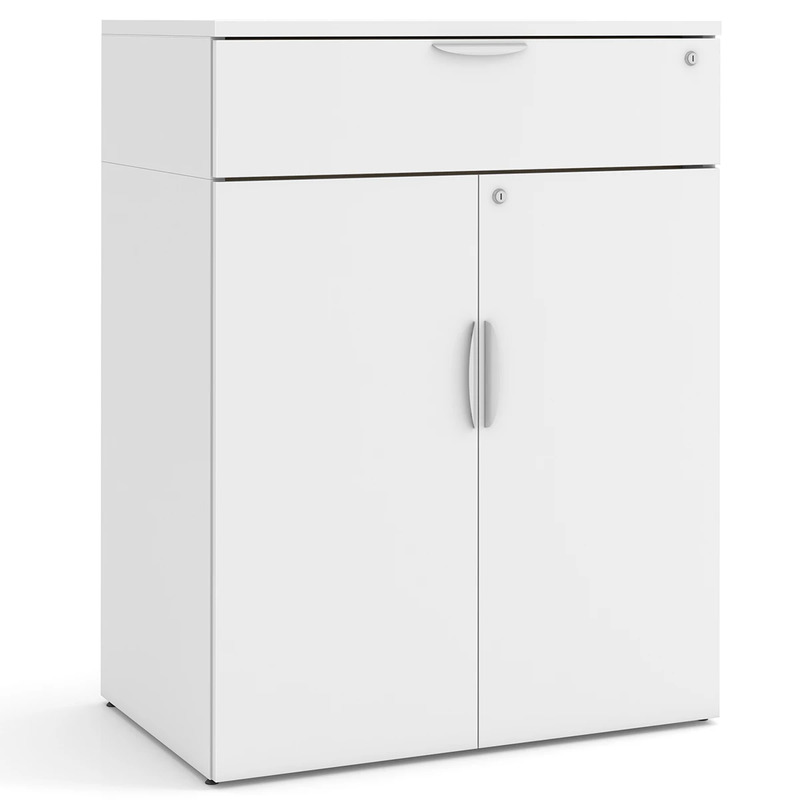 Locking Double Door Cabinet with Buffet Drawer - 46.5" in White