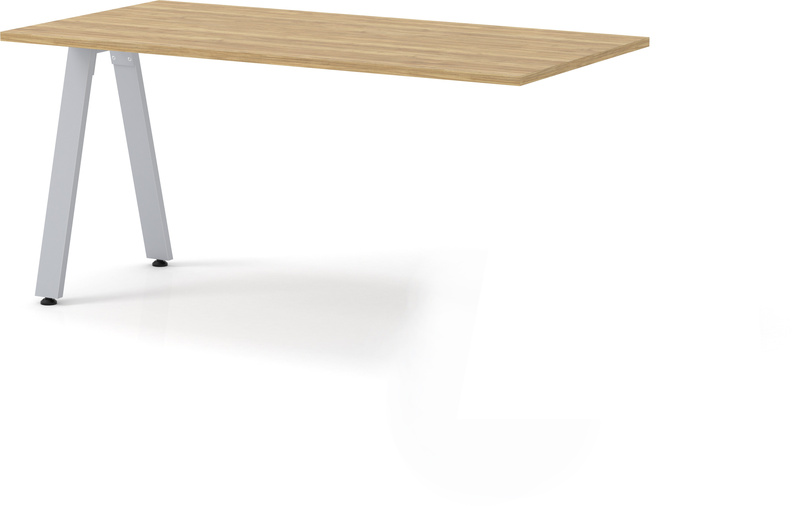 Signature Desk Return 24" x 42" - Aspen with Silver Metal Legs