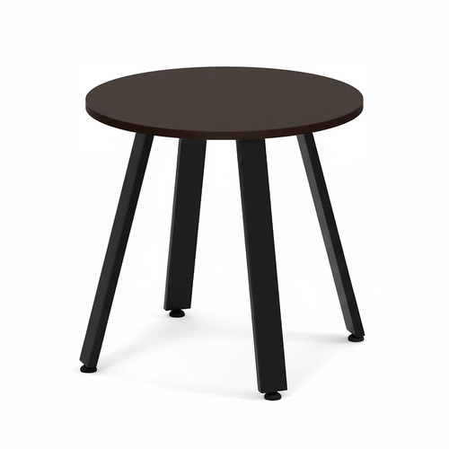 Signature Round Meeting Table 30" - Espresso with Black Metal Legs