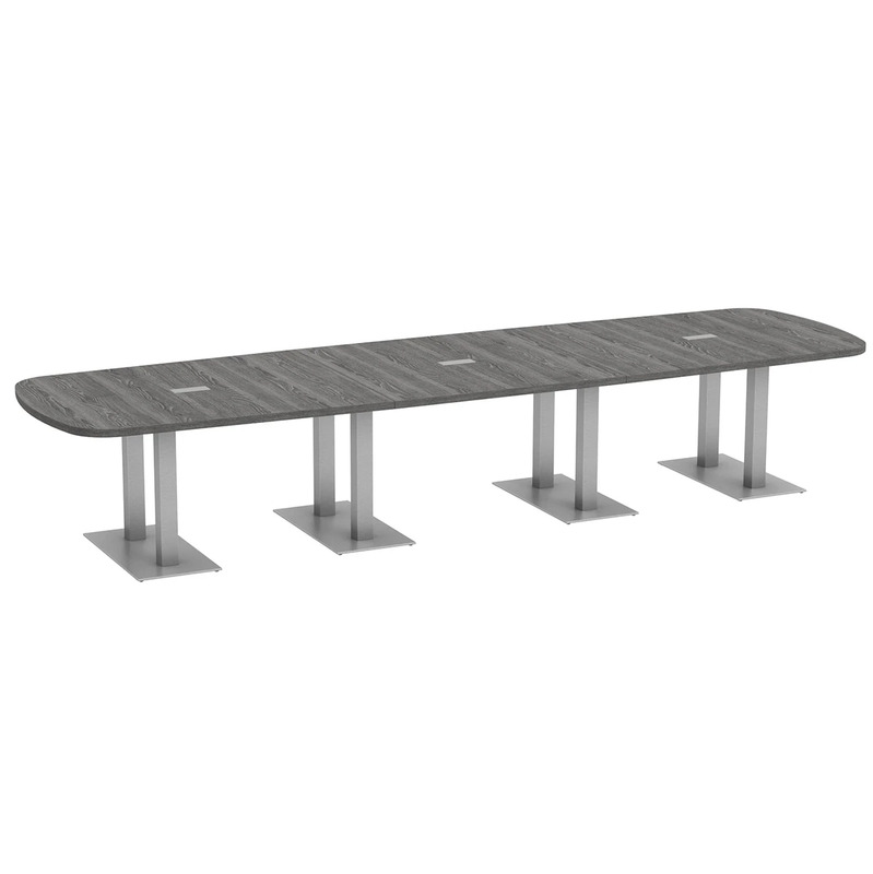 Arena Conference Table 14 Ft with Palmer Brushed Double Base - Newport Grey