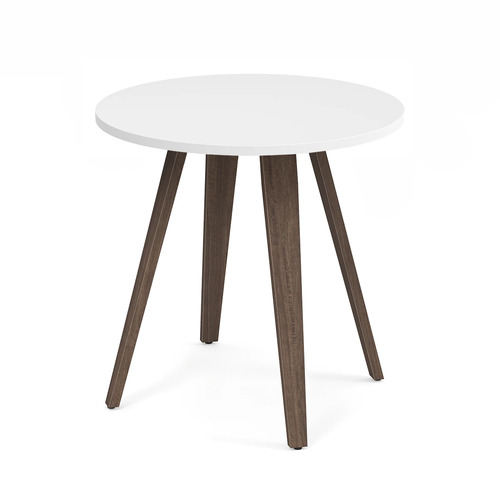 Signature Round Meeting Table 30" - White with Modern Walnut Wood Legs