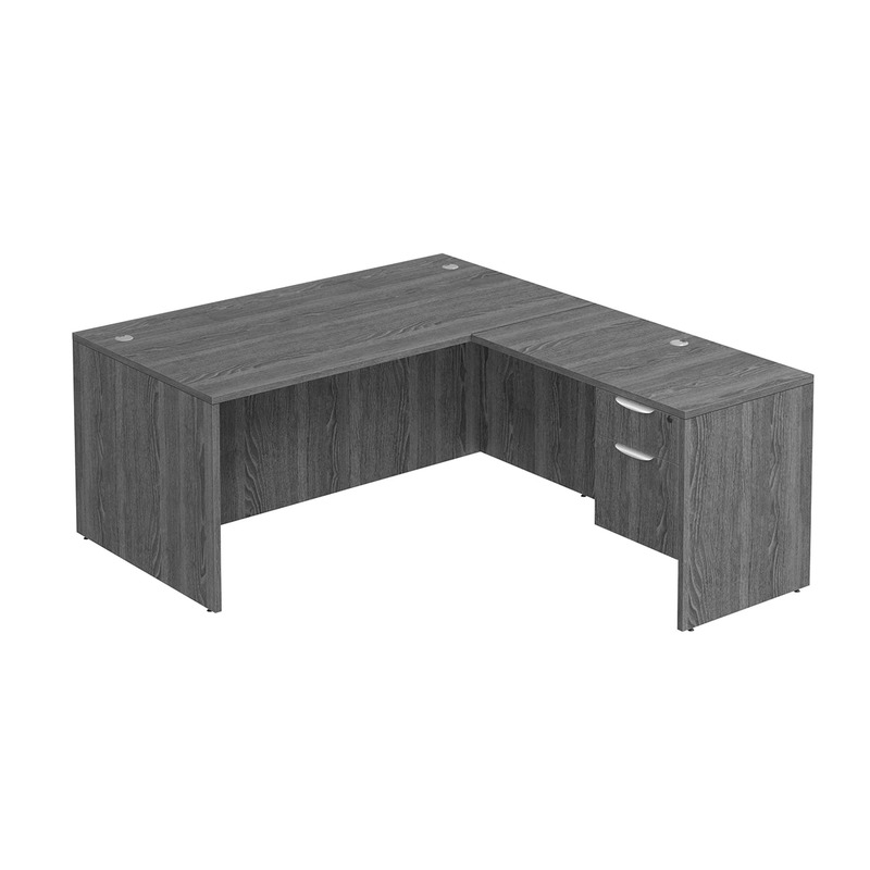 Classic L-Shape Desk 72" x 66" with Box/File Pedestal - Newport Grey