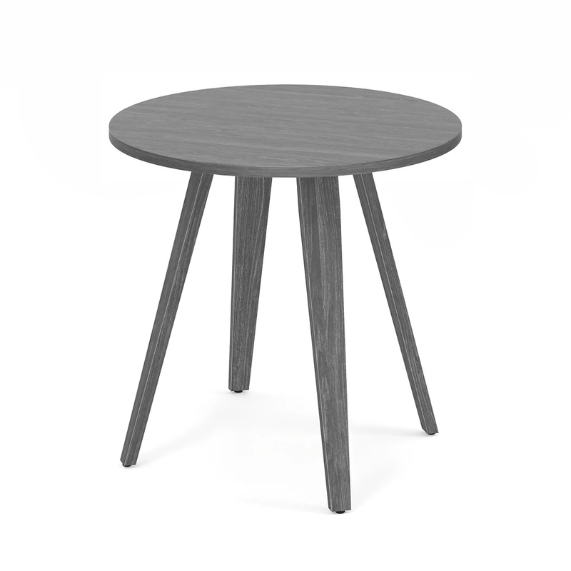 Signature Round Meeting Table 30" - Newport Grey with Wood Legs