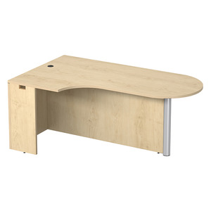 PL133L CORNER EXT. BULLET DESK w/POST - LEFT- Maple & Silver