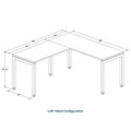 Elements L-Shape Desk 66" x 60" x 24"D - Aspen with Silver Legs