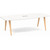 8' Signature Boat Shape Conference Table - White Top, Silver Mount, Natural Oak Wooden Legs
