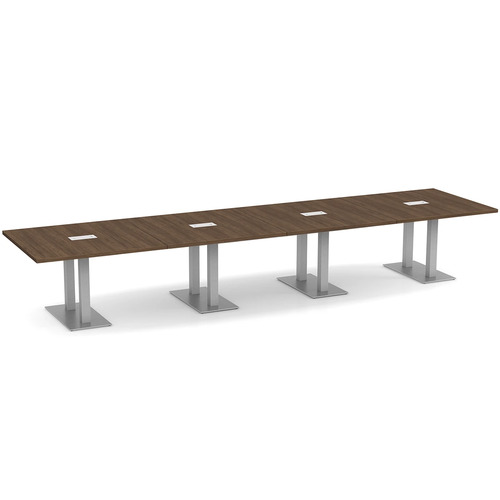 Classic Conference Table 16 Ft with Palmer Brushed Double Base - Modern Walnut