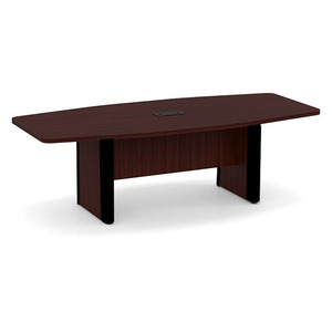 8ft Boat Shape, accent base Conference Table: MAHOGANY w/BLACK 