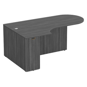 PL133L 71" BULLET DESK W/CORNER EXTENSION- LEFT- Coastal Gray