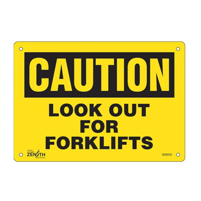 Look Out For Forklifts Sign - 10" x 7" - Aluminum - English