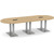 10' Classic Racetrack Conference Table with Palmer Base - Aspen Top, Brushed Silver Base