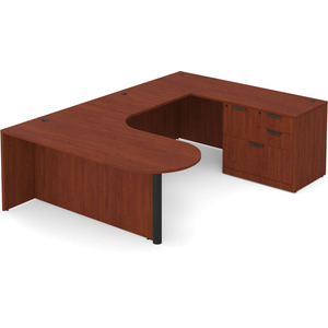 CLAUD1007R Executive Bullet U-Shape Typical 71" X 101" Desk- Cherry/Black