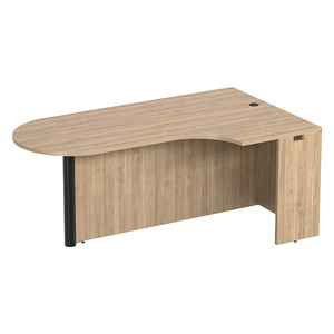 PL133R CORNER EXT. BULLET DESK w/POST - RIGHT- Aspen & Black