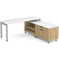 Elements L-Shape Workstation 71" x 72" x 24"D with Personal Storage Credenza - Aspen with White Top and with Silver Legs