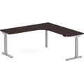 Enhance Electric Height-Adjustable L-Shape Desk with Left Radiused Corner 72" X 72" -  Espresso with Silver Base