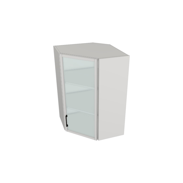 Fresno Pure White Box  Glass Door Angle Wall Cabinet Kit - 24”x 36” X 13”