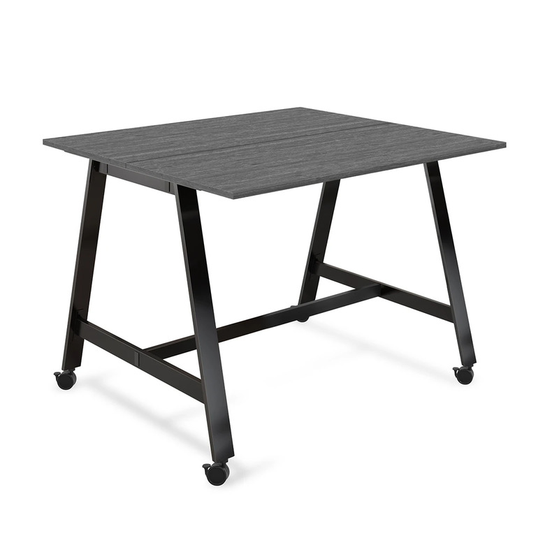 Signature Bistro Benching Table 48" x 60" - Newport Grey with Black Legs