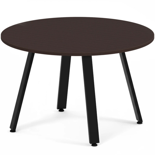 Signature Round Meeting Table 48" - Espresso with Black Metal Legs