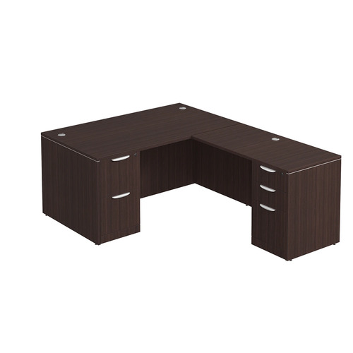 Classic L-Shape Desk 77" x 60" with 2 Full Pedestals - Espresso