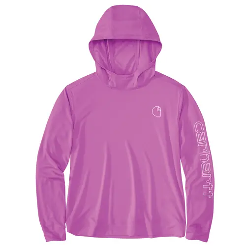 CARHARTT 106236 -  Women's Force Sun Defender™ Relaxed Fit Lightweight Long Sleeve Hooded Graphic T-Shirt - Electric Fuchsia