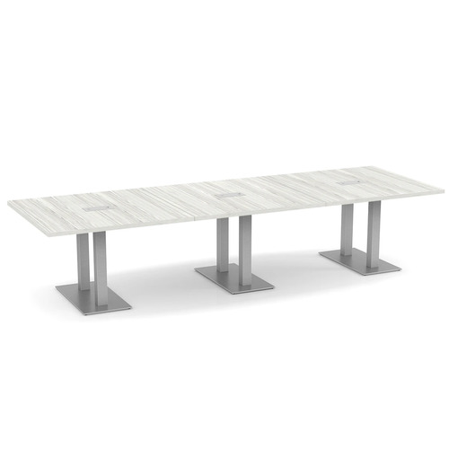 Classic Conference Table 12 Ft with Palmer Brushed Double Base - Silver Birch