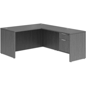 CLALD2037- Classic L-Shape Desk 66" W x 30" D with 42" Return and Box/File Pedestal- Newport Gray