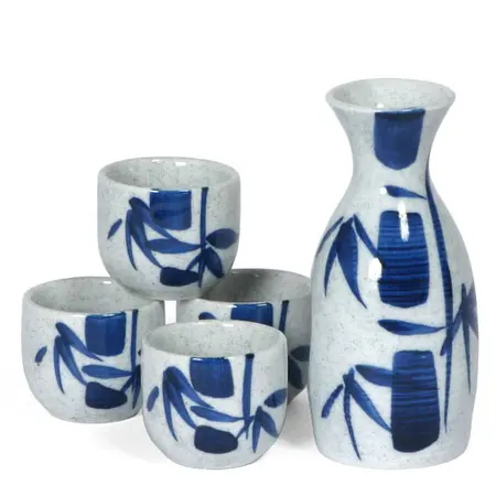 Blue Bamboo Sake Set
