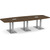 10' Classic Boat Shape Conference Table with Palmer Base - Modern Walnut Top, Silver Brushed Base