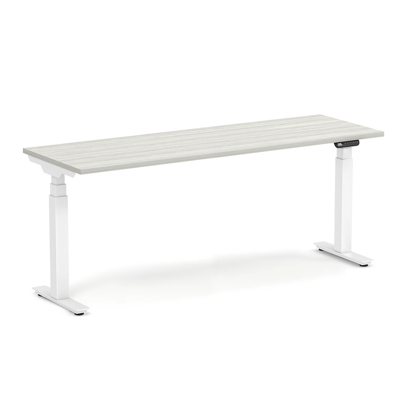 Enhance Electric Height-Adjustable Desk 24" X 72" - Silver Birch with White Base
