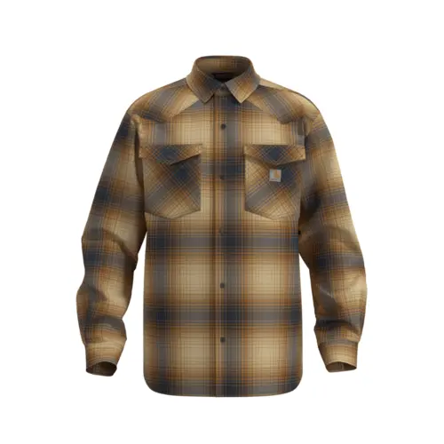 CARHARTT 107016 - Montana Rugged Flex™ Relaxed Fit Lightweight Long-Sleeve Snap-Front Plaid Shirt - Sandstone
