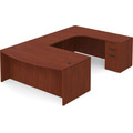 Classic Right Hand U-Shape Bowfront Workstation 112" x 71" with Full Pedestal - Cherry