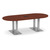 8' Classic Racetrack Conference Table with Palmer Base - Cherry Top, Brushed Silver Base